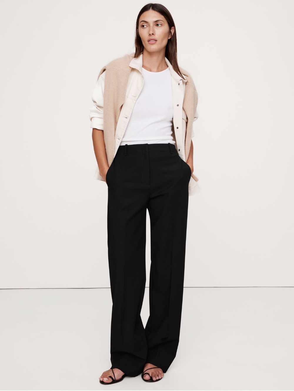 Banana Republic Ultra High Rise Modern Straight City Stretch Pant 14 Black